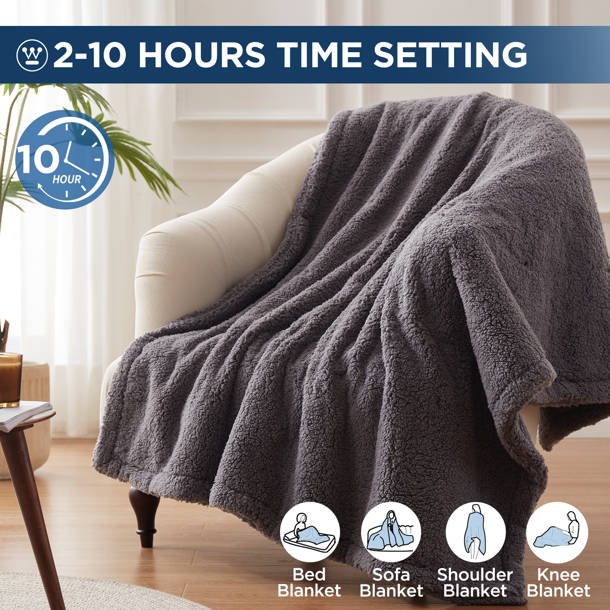 Serta Fleece to Sherpa Heated Throw & Reviews Wayfair